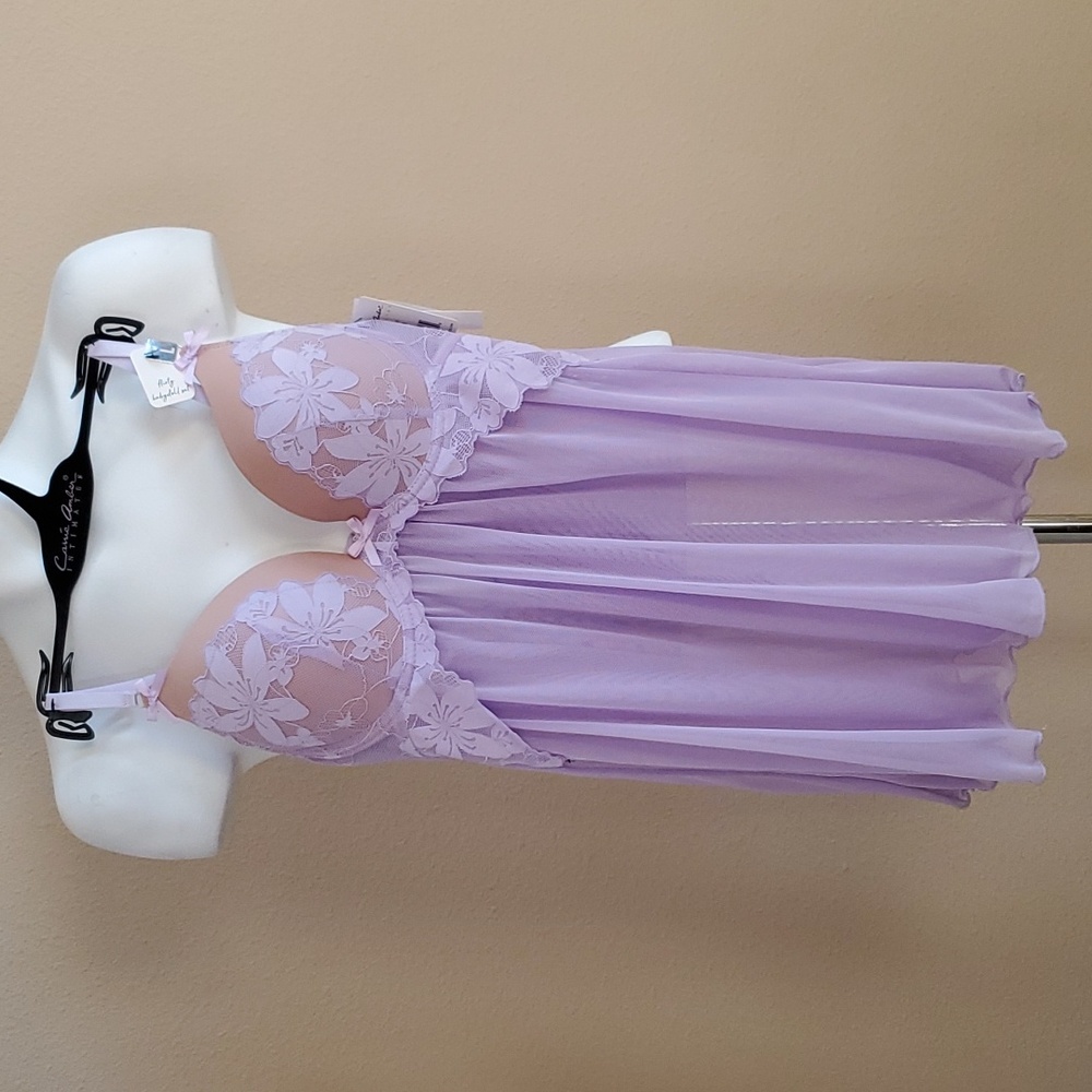 Carrie Amber Intimates Lace Sheer Babydoll & Thong Panty Set Size 2X 3X NWT